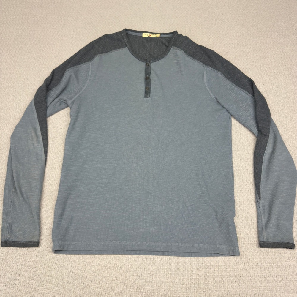 Agave Denim Henley Shirt Mens Large Blue Tee Minimalist Casual Made in USA